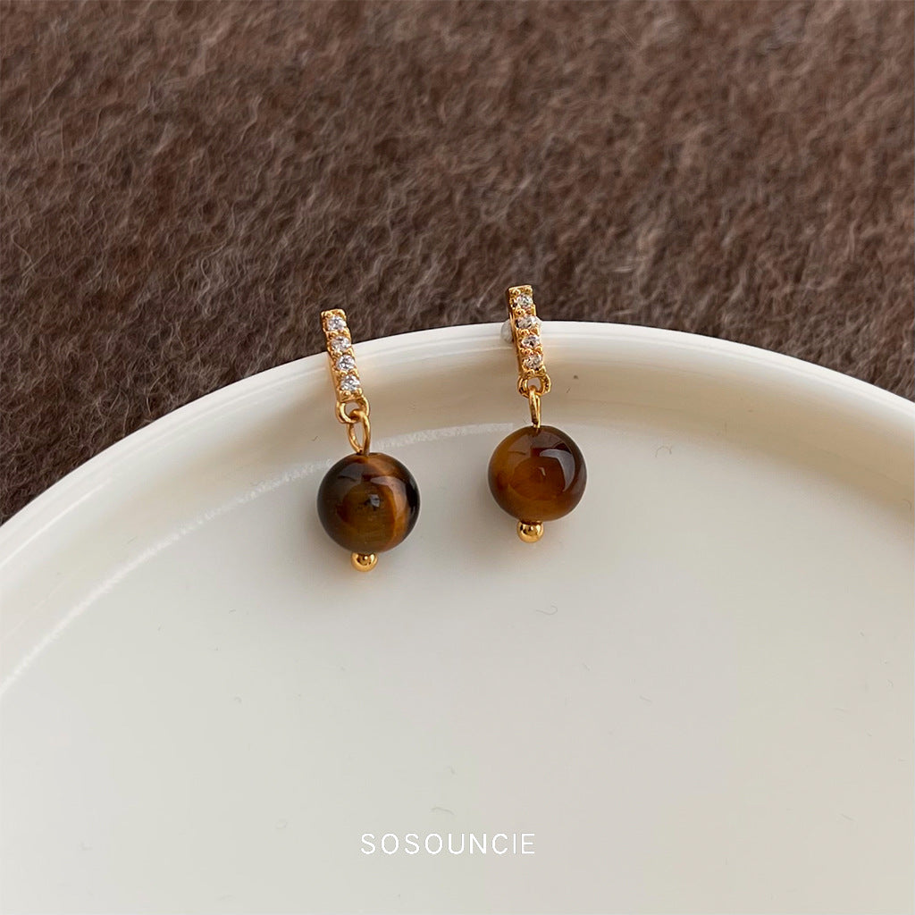 C廠【7062】秋冬爆款美拉德風時尚高級感虎眼石微鑲鋯石小巧簡約
 25.11-2