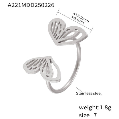 B廠【A221】跨國時尚幾何蝴蝶開口戒指女小眾設計指環電鍍18k金不掉色 25.03-1