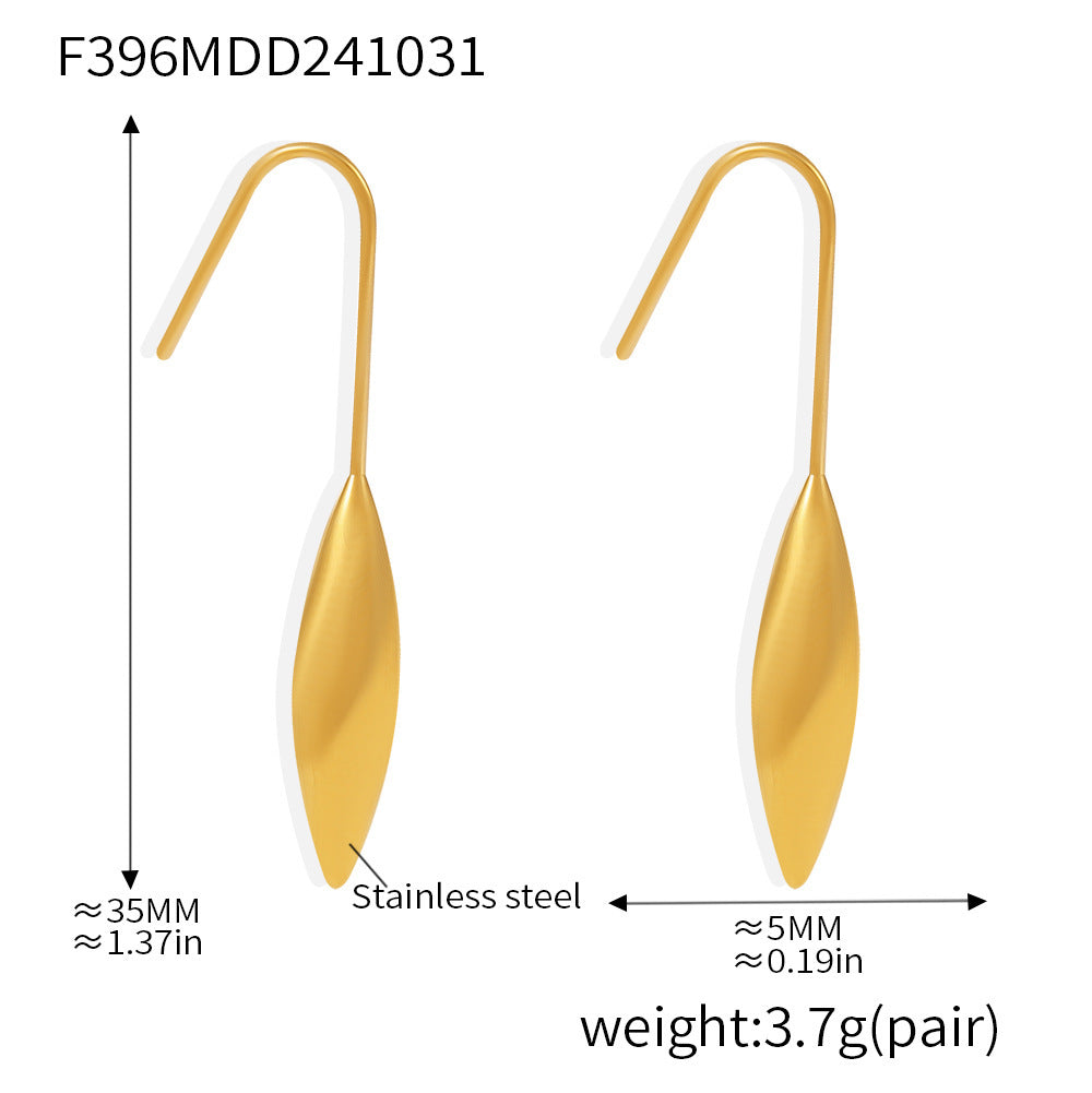 B廠【F396】 歐美新款水滴耳鉤不鏽鋼鍍18K真金氣質冷淡風耳環耳環 24.11-2