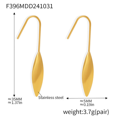 B廠【F396】 歐美新款水滴耳鉤不鏽鋼鍍18K真金氣質冷淡風耳環耳環 24.11-2