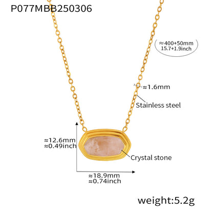 B廠【P077】歐美跨境ins風幾何不鏽鋼黑瑪瑙鑲嵌項鍊吊飾鍍18K真金飾品 25.03-2