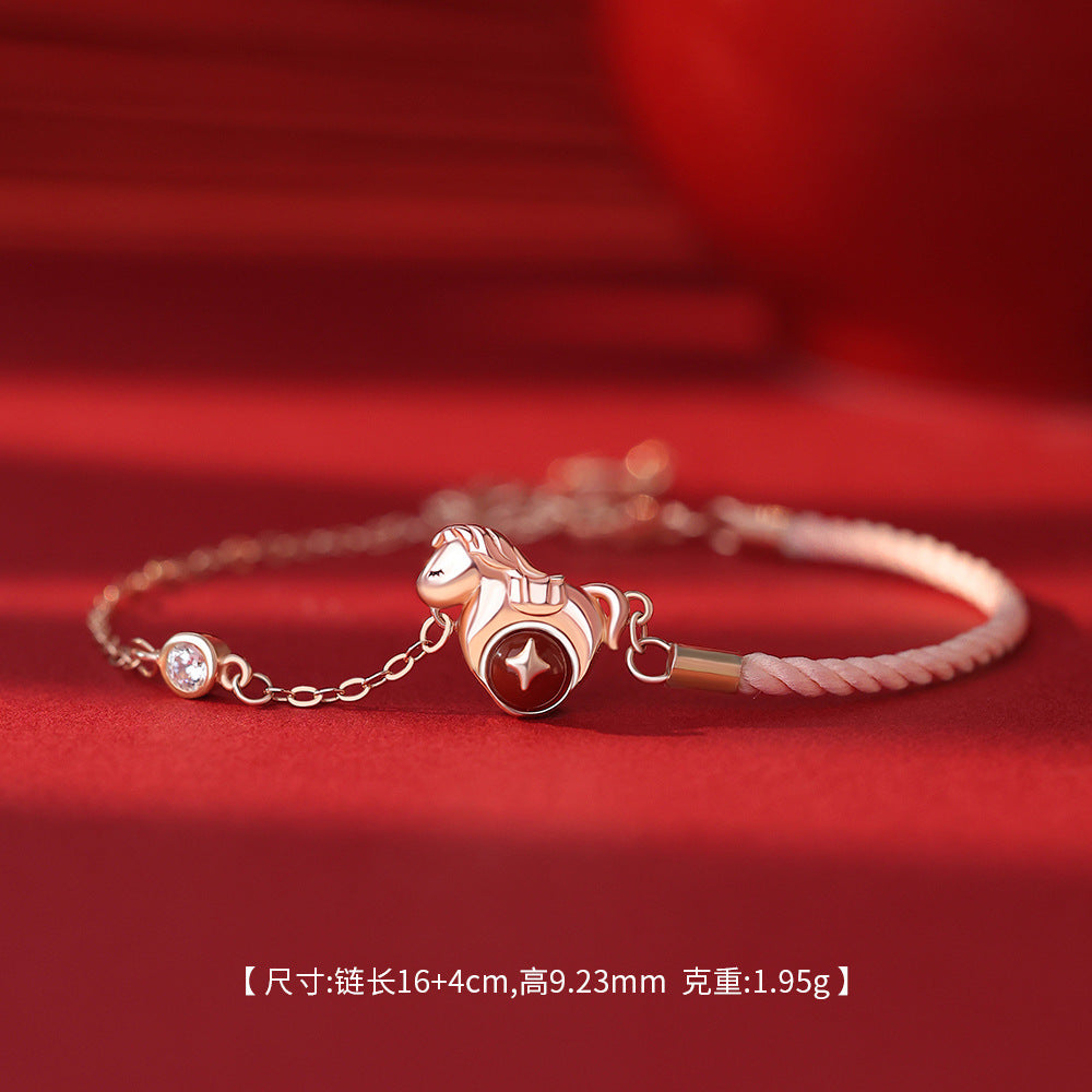 D廠【YC3521N】純銀S925財源滾滾馬年項鍊新款生肖馬手鍊國風耳環新中式耳飾
 26.04-3
