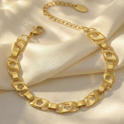 B廠【E079】ins時尚潮流網紅同款鏤空花型手鍊 情侶小眾設計感個性百搭手飾
 26.02-1