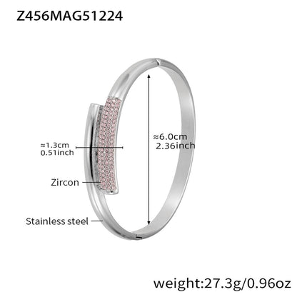 B廠【Z086】不鏽鋼5A鋯石幾何形手鐲鍍18k真金多手環組合 跨國時尚百搭首飾
 26.01-1