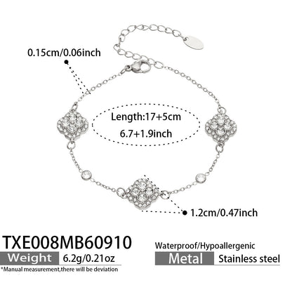 B廠【TXP008】幾何四瓣花鑲滿鋯石吊墜鎖骨鏈不鏽鋼簡約小眾DIY手鍊項鍊女飾品
 26.09-3