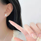 E廠【YC8761E-YC8762E】S999足銀甜美鑲鑽光面花朵耳環女小眾設計感小清新耳飾品 24.02-3