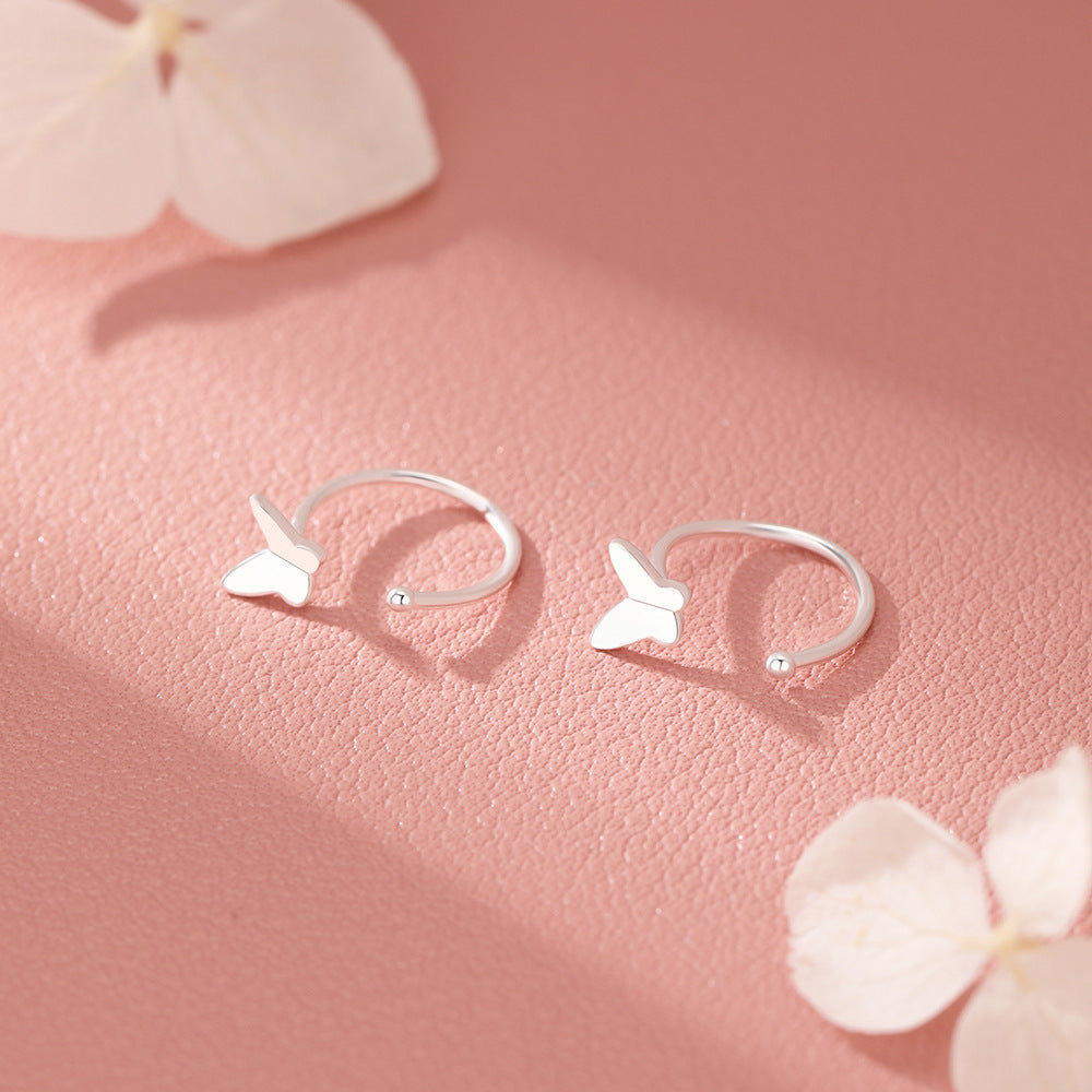 D廠【YC2874E】足銀S999蝴蝶耳環個性百搭清新森系簡約可愛溫柔氣質小巧耳飾
 26.01-2