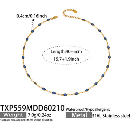 B廠【TXP559】歐美風時尚多巴胺撞色鎖骨項鍊手鍊不鏽鋼滴油材質簡約個性設計感
 26.03-2
