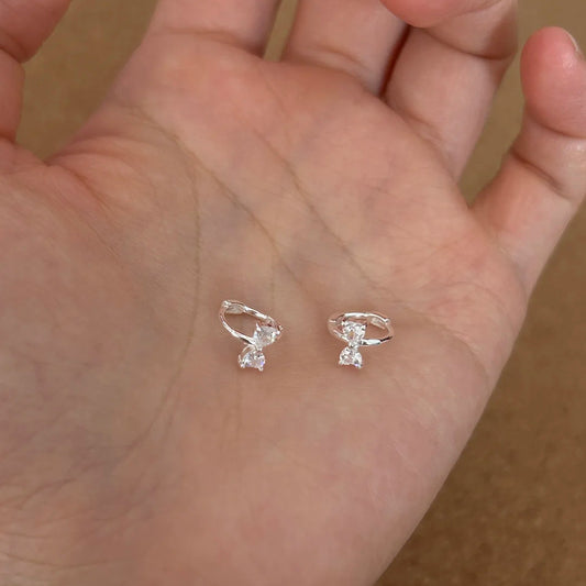 E廠【XDQ11182E】甜美ins風超閃蝴蝶結耳環女S925純銀精緻設計感耳環迷你耳飾
 25.12-1