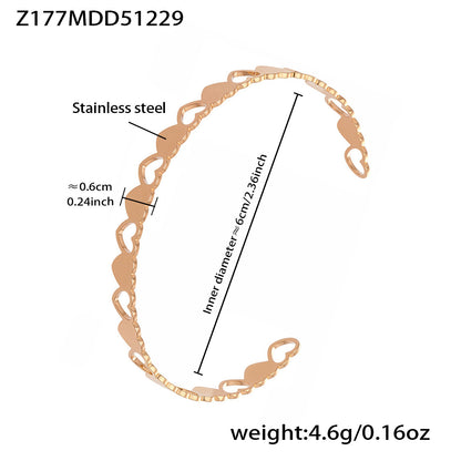B廠【Z014】不鏽鋼心連心手鐲女簡約ins風鏤空設計幾何手環組合配件鍍18k真金
 26.01-1