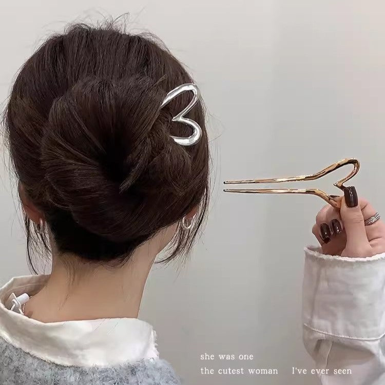 C廠【B25】新中式簡約金屬愛心髮簪女高級感後腦勺盤頭髮簪子頭飾丸子頭飾
 25.12-4「C廠-單筆結帳需滿，NT$500出貨(不含運費)」