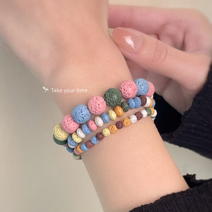 A廠【5612】真的火山石手鍊！春夏新款設計感彩色甜美時尚手飾飾品貨源女 25.02-4