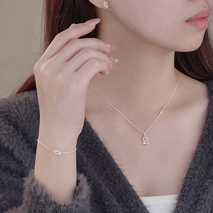 D廠【YC3104N】原創S999足銀葵之韻套裝簡約甜美小眾田園風氣質鎖骨鏈 25.02-2