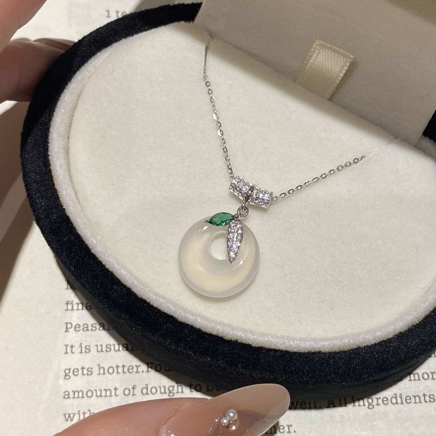 F廠【XDQ0058N】小眾設計感白玉髓平安扣項鍊女S925純銀新中式竹節鎖骨鏈
 25.11-1