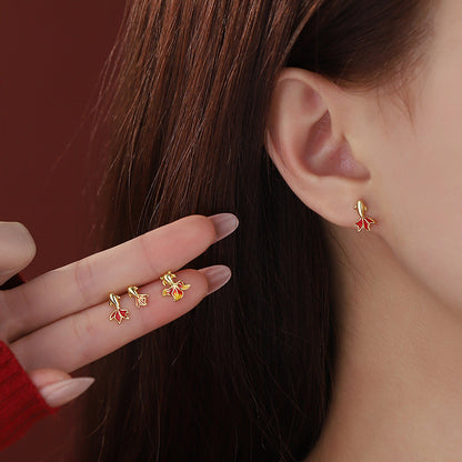 D廠【YC8690E】S999足銀上岸錦鯉防掉螺絲耳環本命年鴻運精緻耳飾 25.01-4