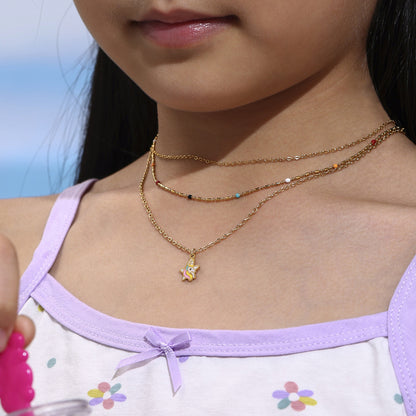 B廠【TXP313】飾品卡通可愛獨角獸滴油項鍊手鍊戒指套裝不銹鋼材質 25.07-3