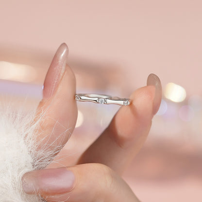 D廠【YC5258R】S999足銀新中式竹節鋯石戒指女國風小眾文藝復古百搭森係指環
 25.12-1