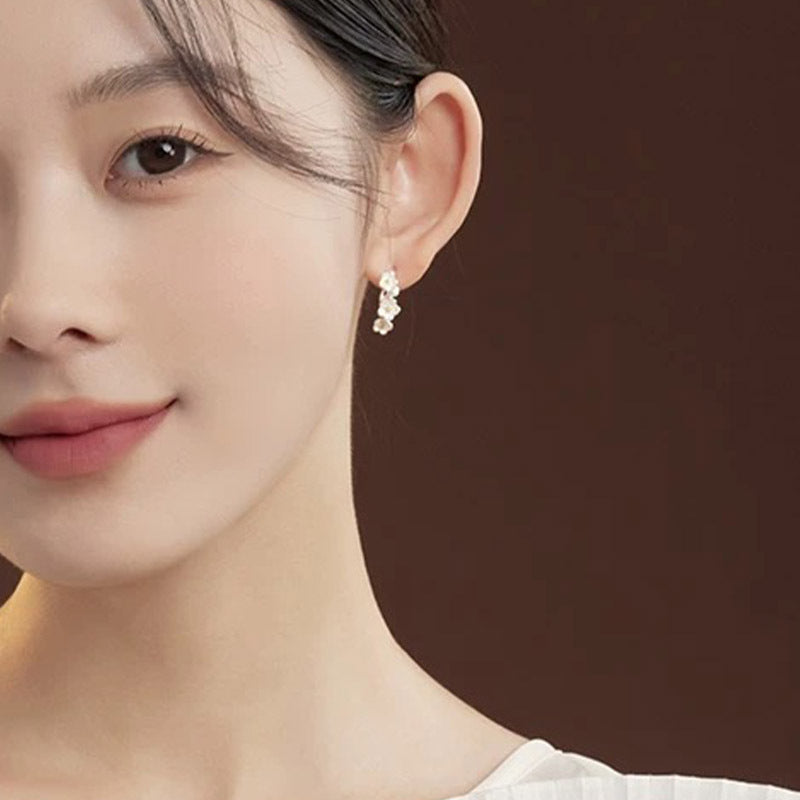 F廠【DQ10518E】S925純銀新中式梅花三弄耳環女創意設計復古花卉耳環百搭耳環 25.04-1