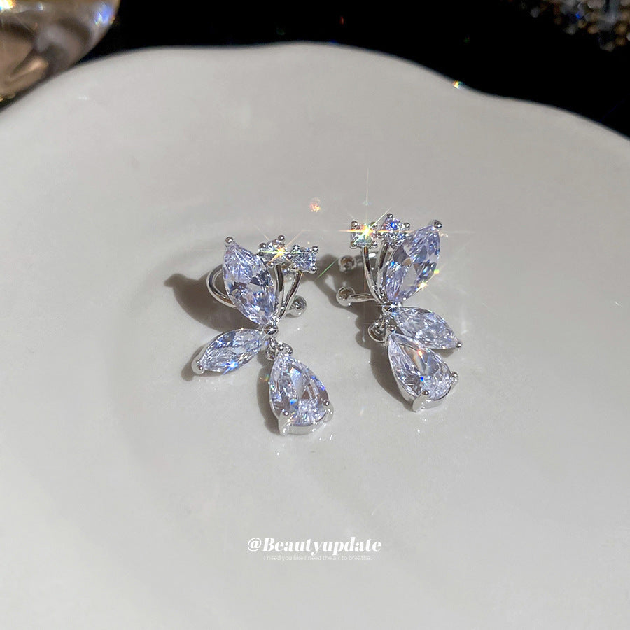 A廠【HE29206】韓系超閃鋯石水滴蝴蝶耳夾輕奢小眾無耳洞耳骨夾日常通勤耳環耳飾
 25.11-1