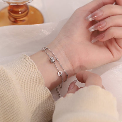 D廠【YC5131SL】S999足銀雙層小蠻腰手鍊氣質輕奢小眾幾何簡約款手飾 25.01-3