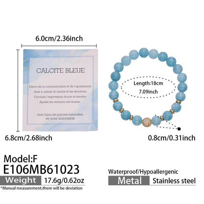 B廠【E106】小眾甜酷風彩鋯石天然石串珠彈力鏈不鏽鋼鍍金女士手串手鍊
 26.10-5
