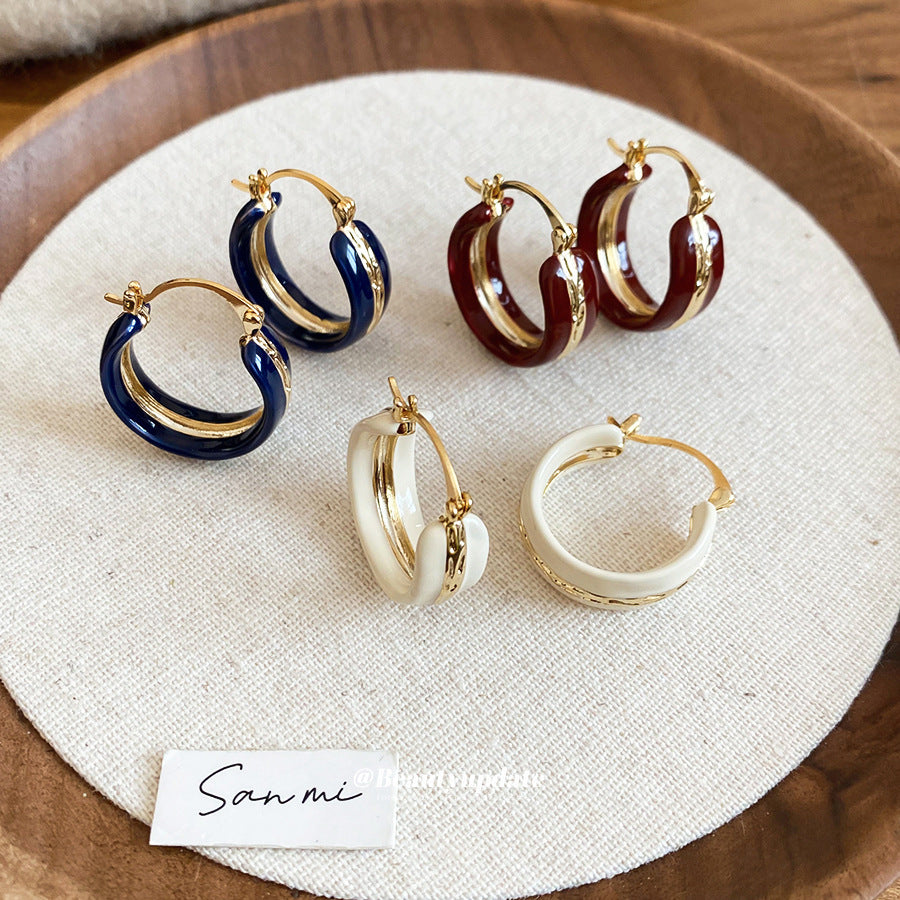 A廠【WE4668】新款復古滴油圓形耳環休閒簡約日常通勤百搭耳環輕奢高級感耳飾女
 25.11-1