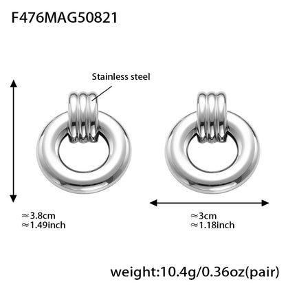 B廠【F475】跨境冷淡風不規則雙環空心耳環小眾簡約飾品鍍18k金不掉色 25.08-5