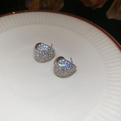 A廠【HE25981】925銀針鋯石水滴豆豆耳環女小眾精緻時尚設計耳環輕奢高級感耳飾 25.04-3