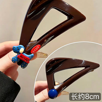 C廠【X310】巧克力棕三角抓夾女藍色小狗鯊魚夾2026新款頭髮盤髮夾高級感髮飾
 26.05-3「C廠-單筆結帳需滿，NT$500出貨(不含運費)」