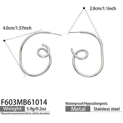 B廠【F603】螺旋大圈簡約耳圈不鏽鋼鍍18k金不規則耳環
 26.10-4
