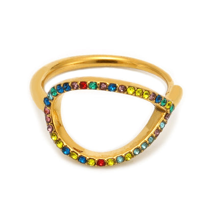 B廠【A971】鴿子蛋水滴超閃CNC鑲鋯石戒指側開口可調不鏽鋼保色尾戒 25.01-4