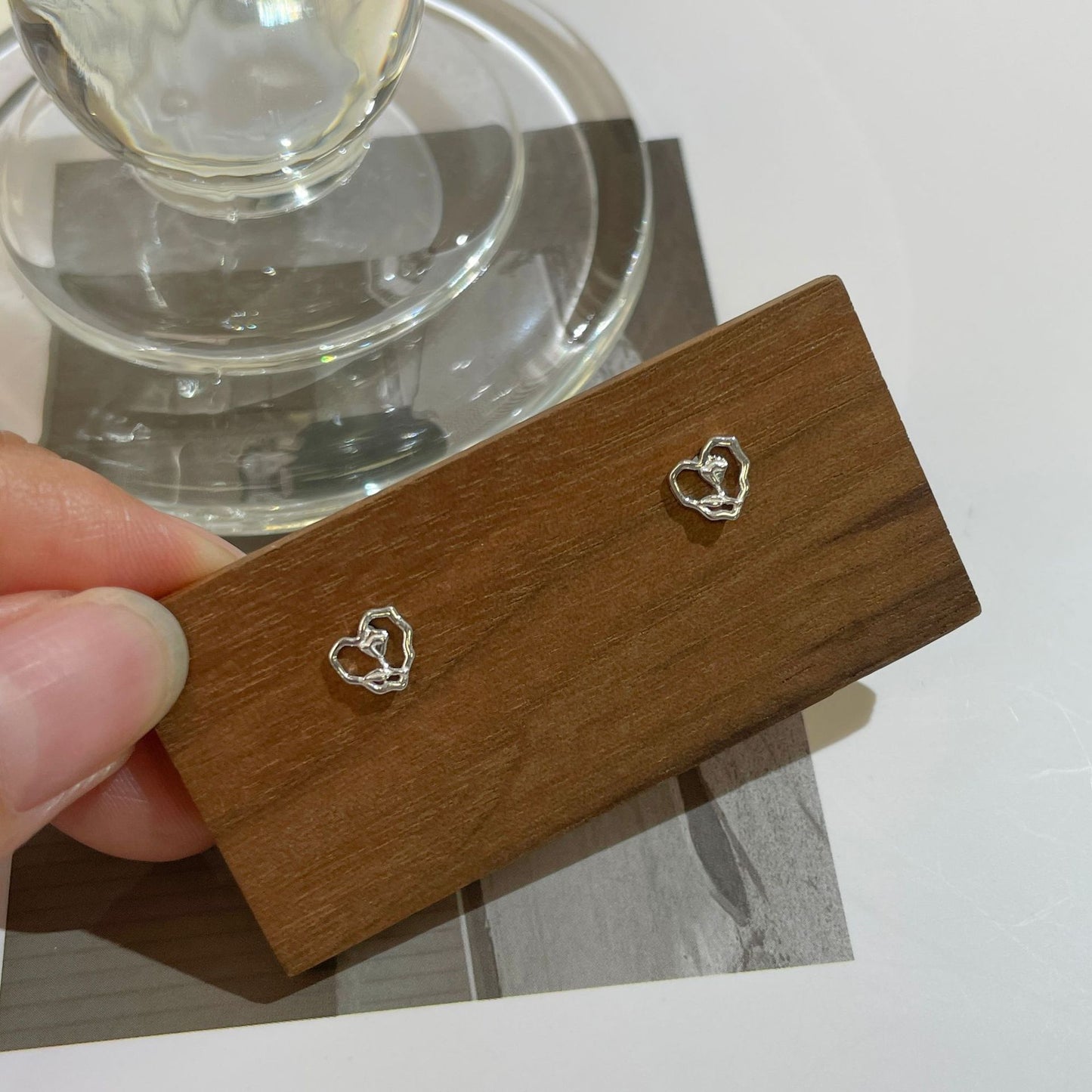 F廠【XDQ10751E】玫瑰之心S999純銀耳環女小清新氣質百搭款耳環甜美可愛耳環品
 25.10-5