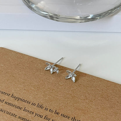 E廠【DQ10457E】S925純銀小眾設計不對稱桂花耳環女古法工藝小花百搭耳飾
 25.10-3