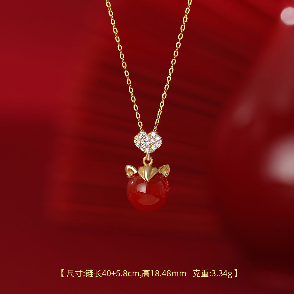 D廠【YC2267N】原創純銀S925福運小馬本命年手鍊如意紅瑪瑙項鍊新年首飾
 25.12-1