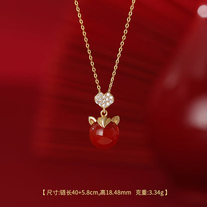 D廠【YC2267N】原創純銀S925福運小馬本命年手鍊如意紅瑪瑙項鍊新年首飾
 25.12-1