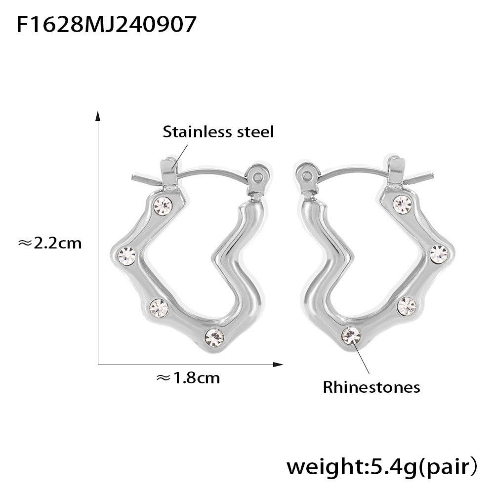 B廠【F1628】小眾ins風心形仿珍珠耳環不鏽鋼18k鍍金輕奢感耳環簡約耳飾 24.09-2