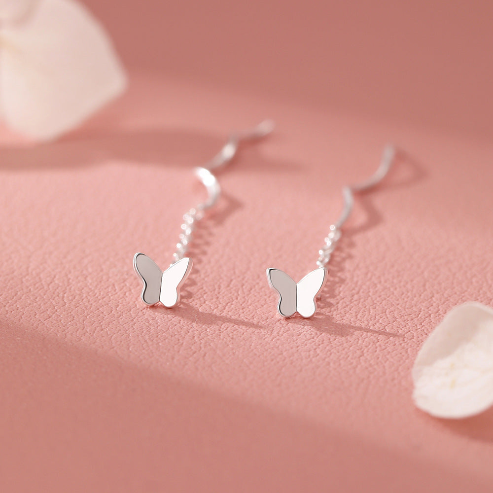 D廠【YC2871E】足銀S999蝴蝶耳線新款精緻韓風簡約養耳洞小眾百搭個性耳飾
 26.02-4