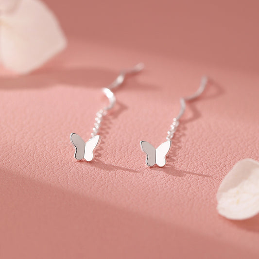 D廠【YC2871E】足銀S999蝴蝶耳線新款精緻韓風簡約養耳洞小眾百搭個性耳飾
 26.04-3