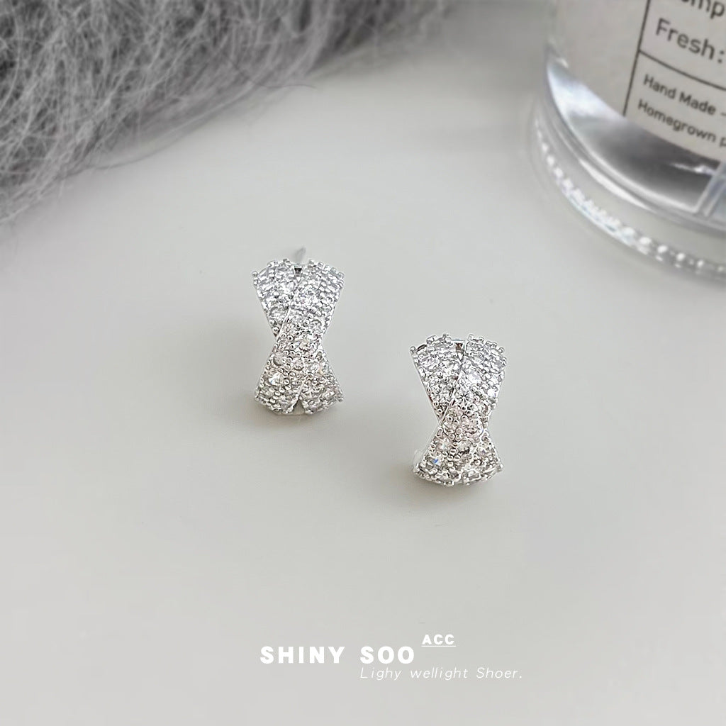 A廠【7088】實物很閃鑲嵌鋯石幾何輕奢風簡約高級感s925銀針新款耳環
 25.11-3