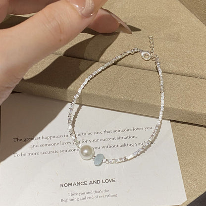 F廠【DQ0112S】高級感ins風碎銀子仿珍珠手鍊女S925純銀不規則碎石手飾
 25.10-4