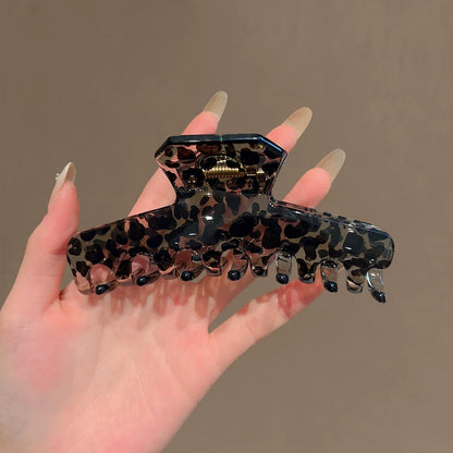 C廠【X547】黑豹紋抓夾透色高級感大盤髮夾後腦勺半扎鯊魚夾髮飾新款髮夾女 26.07-1「C廠-單筆結帳需滿，NT$500出貨(不含運費)」