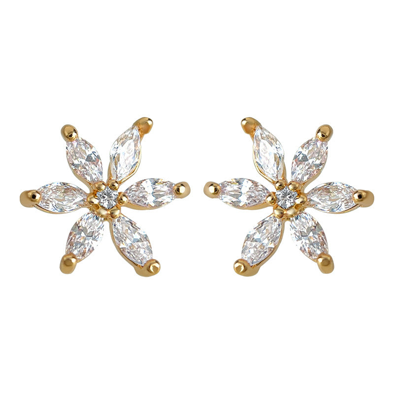 A廠【7099】清新甜美學院風簡約小巧時尚通勤百搭鋯石花朵小耳環耳飾飾品
 25.11-3