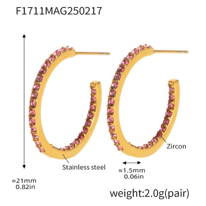 B廠【F1711】法式精細款INS風鈦鋼鑲嵌鋯石耳環女時尚輕奢簡約耳飾 25.02-3