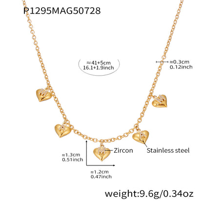 B廠【P1295】超閃5A鋯石字母愛心項鍊跨國時尚新款飾品不鏽鋼材質不掉色 25.08-1