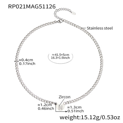 B廠【RP021】不銹鋼愛心字母鑲嵌鋯石吊墜項鍊手鍊套裝 歐美個性首飾鍍18k真金
 25.12-1