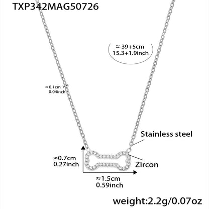 B廠【TXP342】全新中式飾品不銹鋼5A鋯石小辣椒狗骨頭個性雙層項鍊手鍊套裝 25.08-1