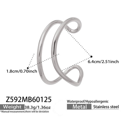 B廠【Z592】韓版ins簡約雙圈弧形開口手鐲小眾設計高級感不鏽鋼鍍18k真金手鐲
 26.01-4