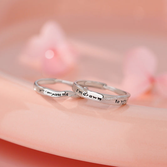 D廠【YC4719R】足銀S999英文情侶對戒溫柔個性設計感小眾精緻紀念禮物手飾
 26.02-1