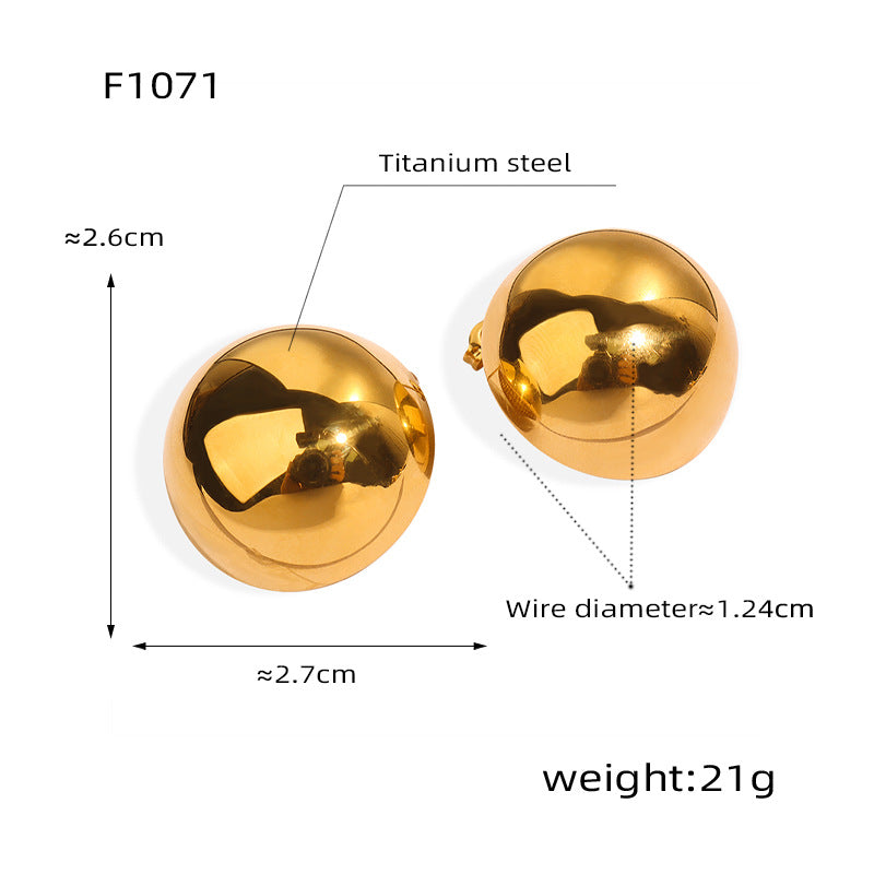 B廠【F1071】小香風時尚百搭金色圓形耳環光面空心設計感耳扣鈦鋼鍍真金耳飾女 24.01-2