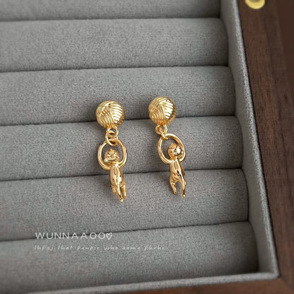 C廠【7042】原創貓咪~925銀針時尚設計感簡約個性小眾新款動物耳環耳環女
 25.11-1